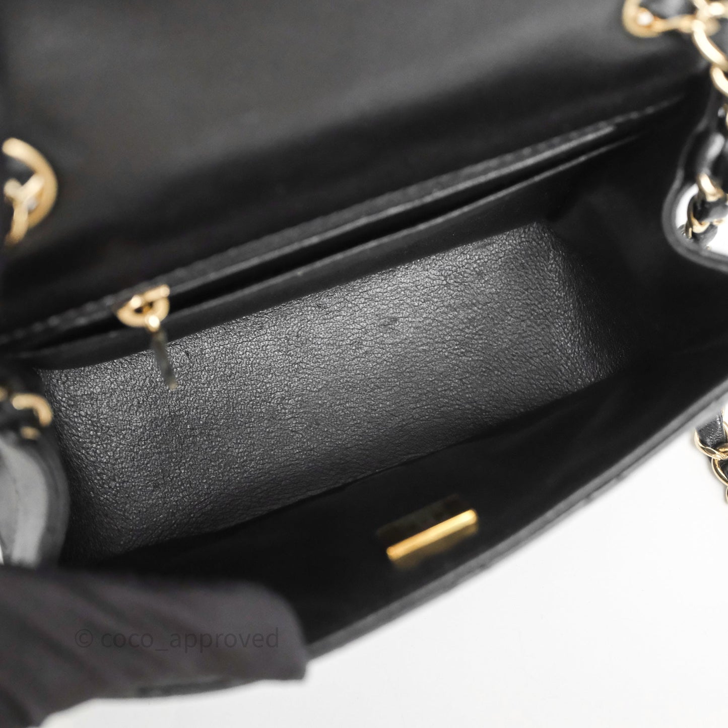 Chanel Mini Square Quilted Black Lambskin Gold Hardware