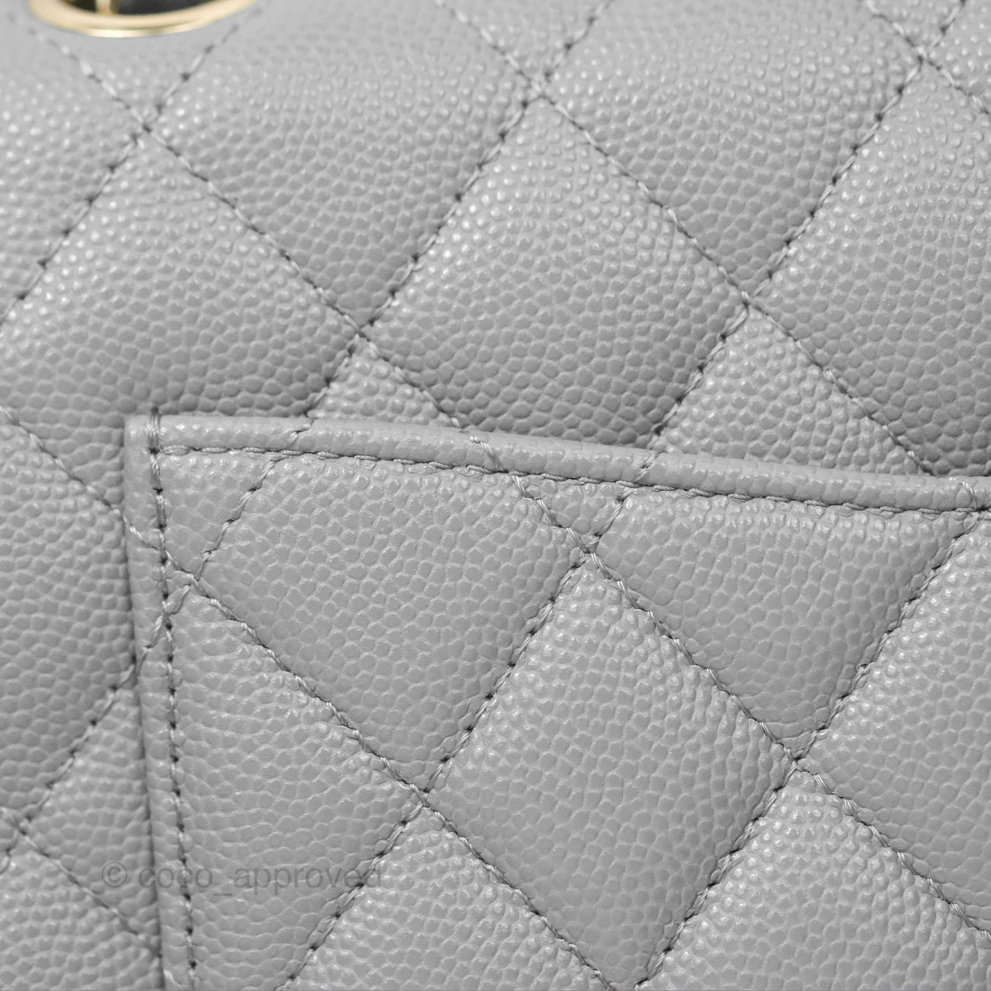 Chanel Small Classic Quilted Flap Grey Caviar Gold Hardware