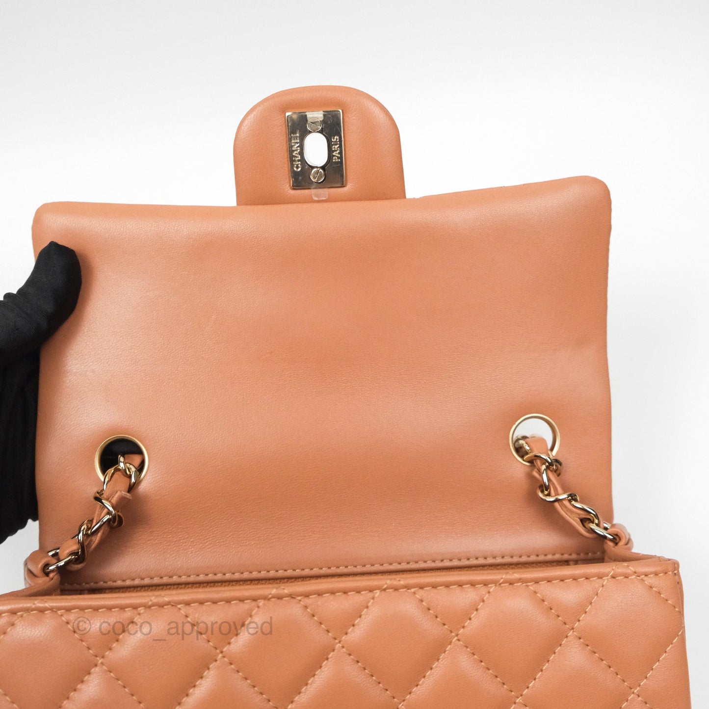 Chanel Quilted Mini Rectangular Flap Caramel Lambskin Gold Hardware