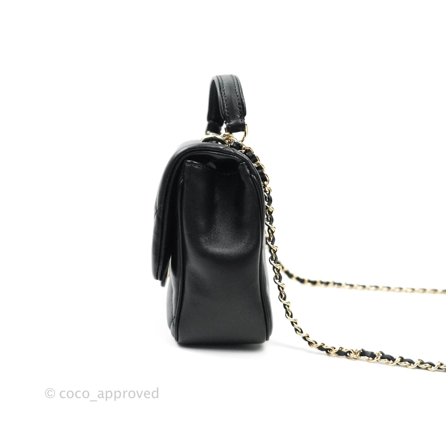 Chanel Easy Cherry Flap Bag With Handle Black Lambskin Gold Hardware 19K