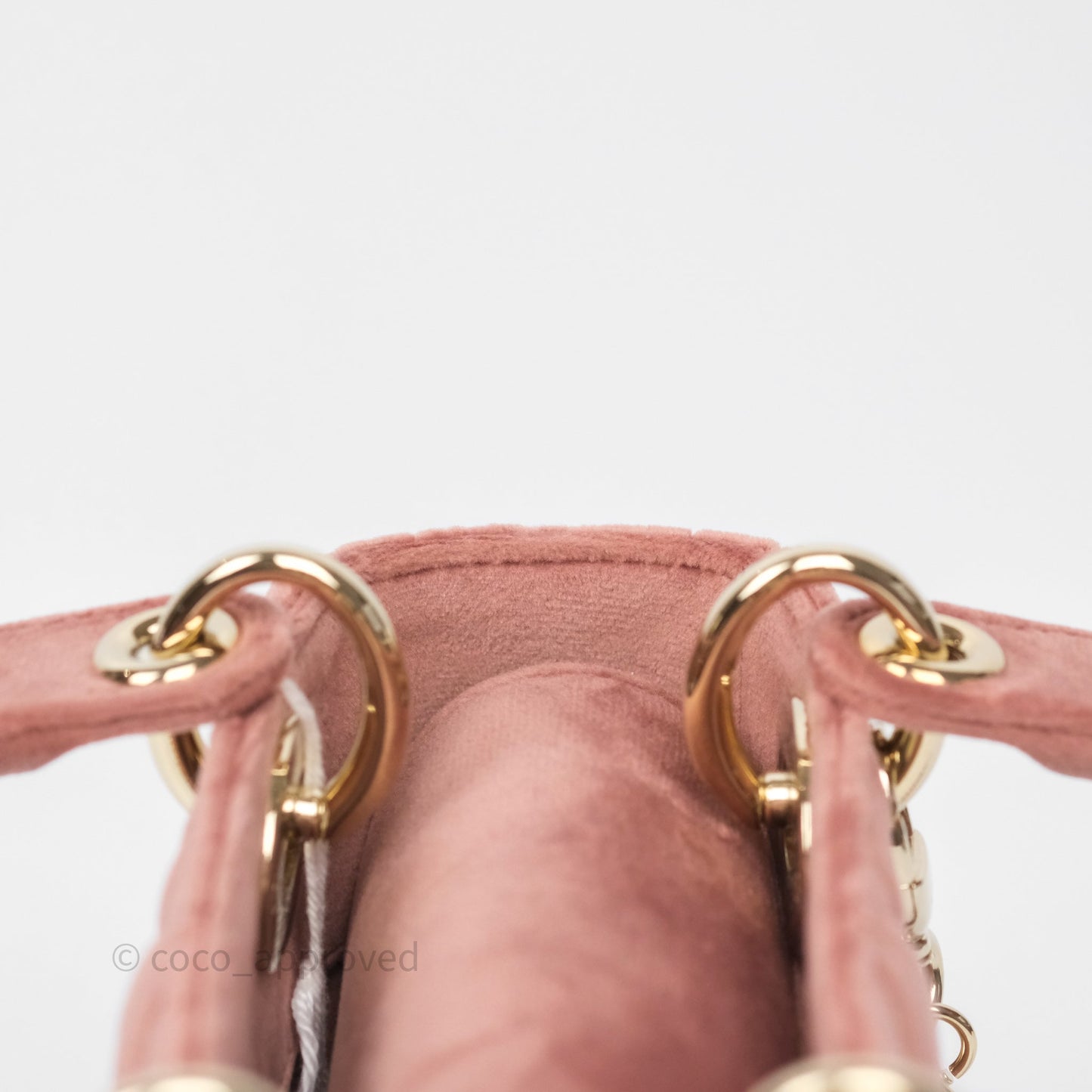 Dior Mini Lady Dior Pink Velvet Cannage Crystal Charms Gold Hardware