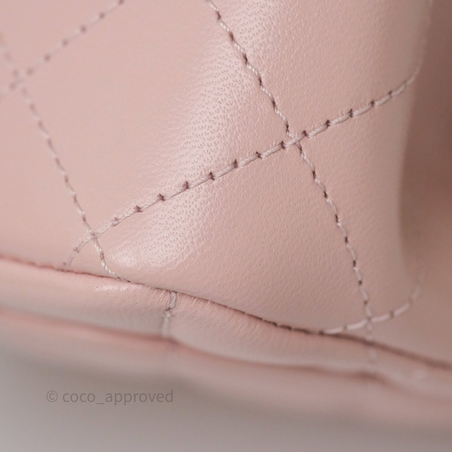 Chanel Pearl Crush Mini Square Quilted Light Pink Lambskin Aged Gold Hardware