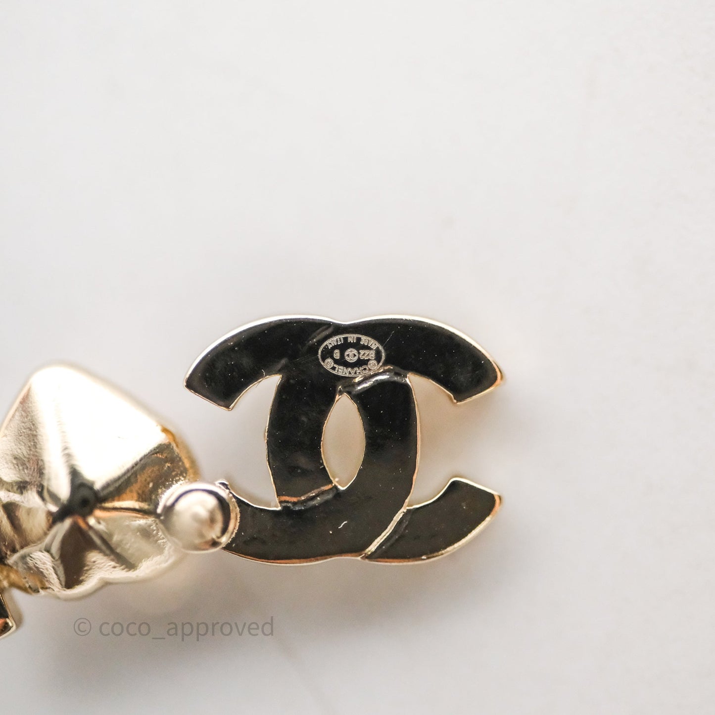 Chanel Crystal COCO Pink Heart Earrings Gold Tone 22B