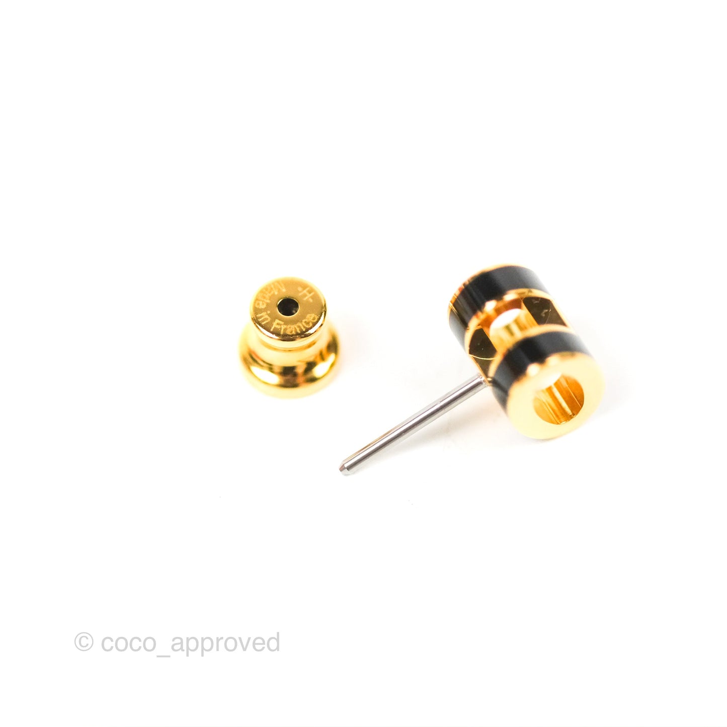 Hermès Mini Pop H Earrings Black Gold