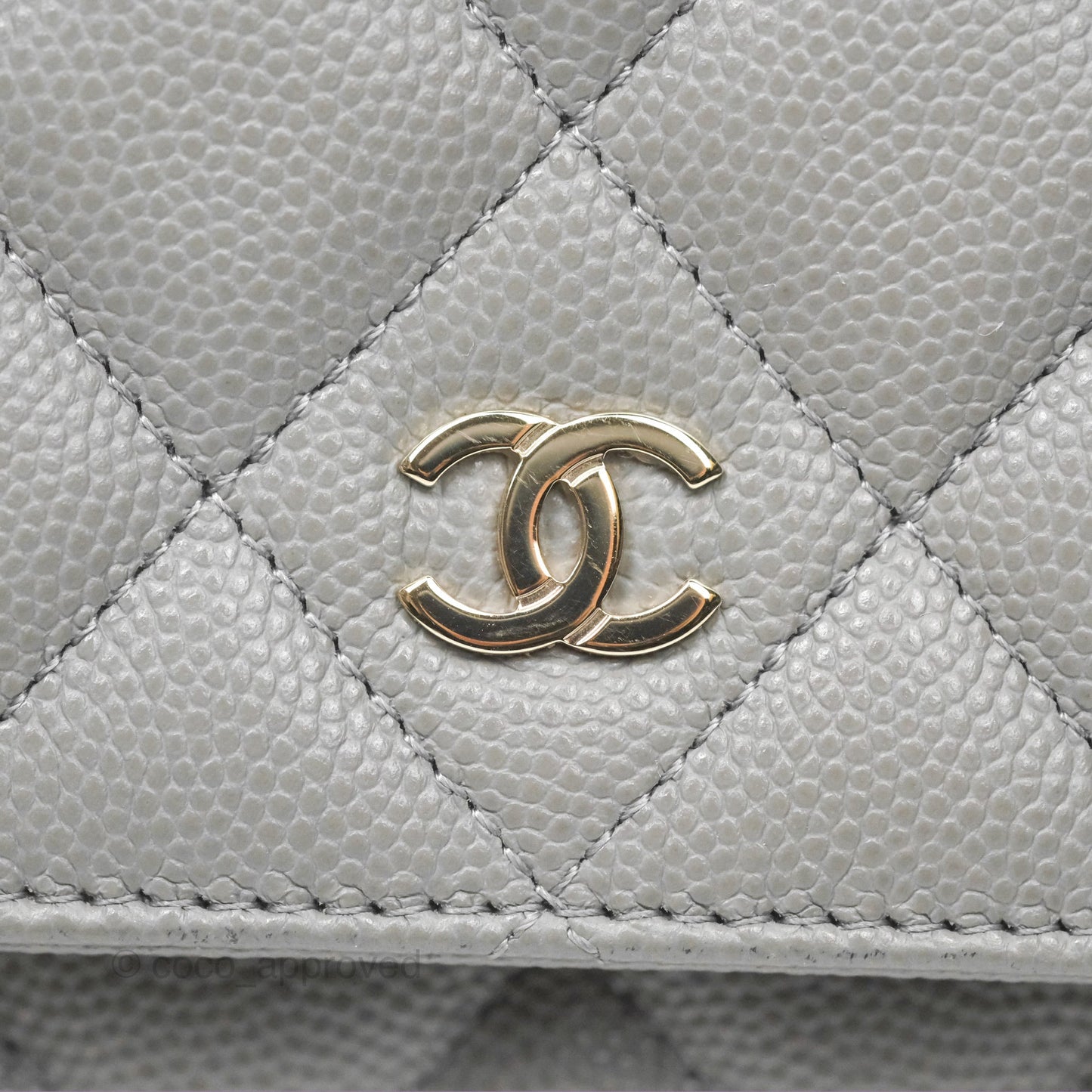 Chanel Classic Quilted Wallet On Chain WOC Grey Caviar Gold Hardware