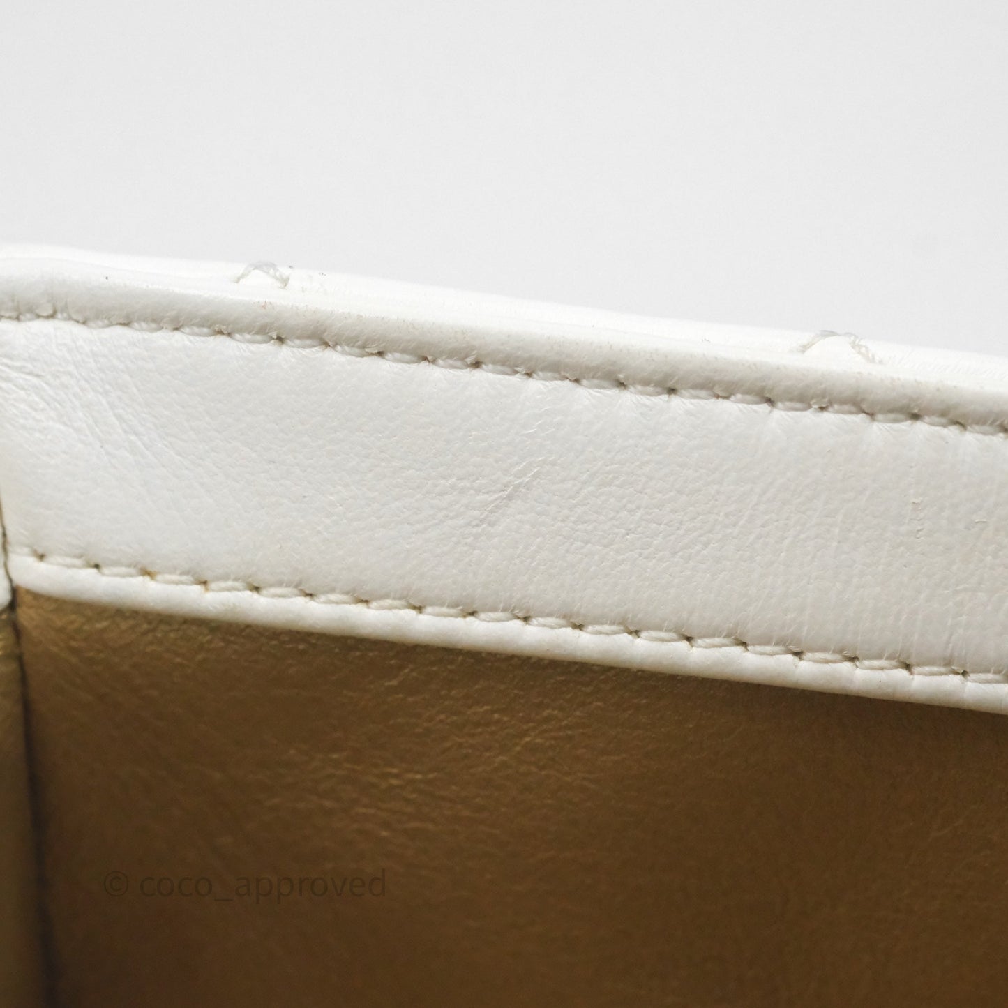 Chanel Mini Rectangular Pearl Crush Quilted White Lambskin Aged Gold Hardware