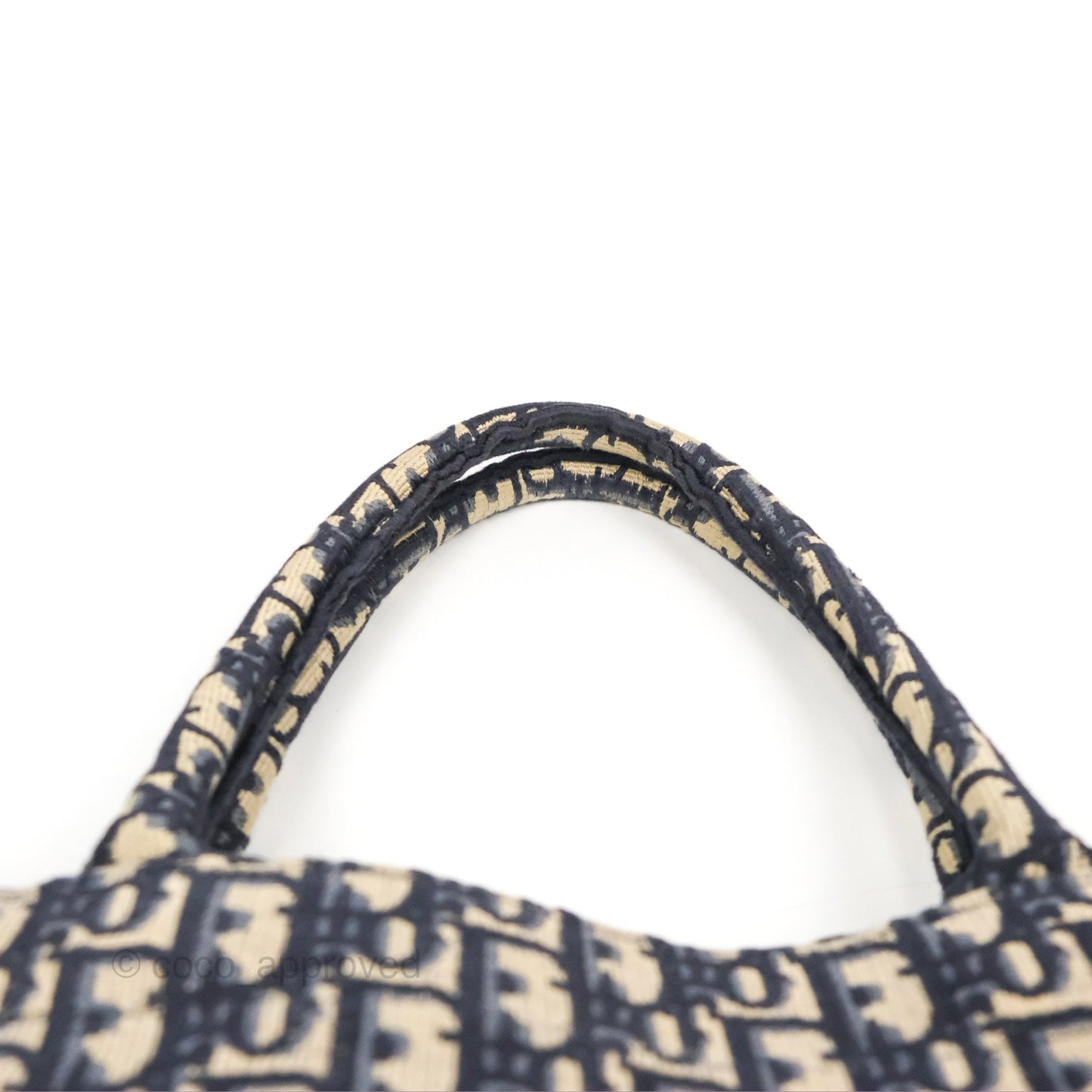Christian Dior Medium (Old Small) Dior Navy Oblique Embroidery Canvas Book Tote