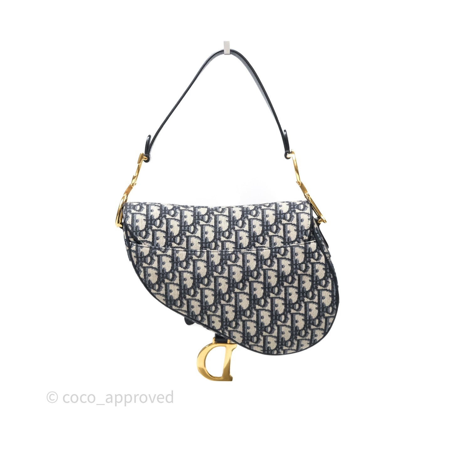 Christian Dior Saddle Bag Blue Oblique Jacquard Gold Hardware