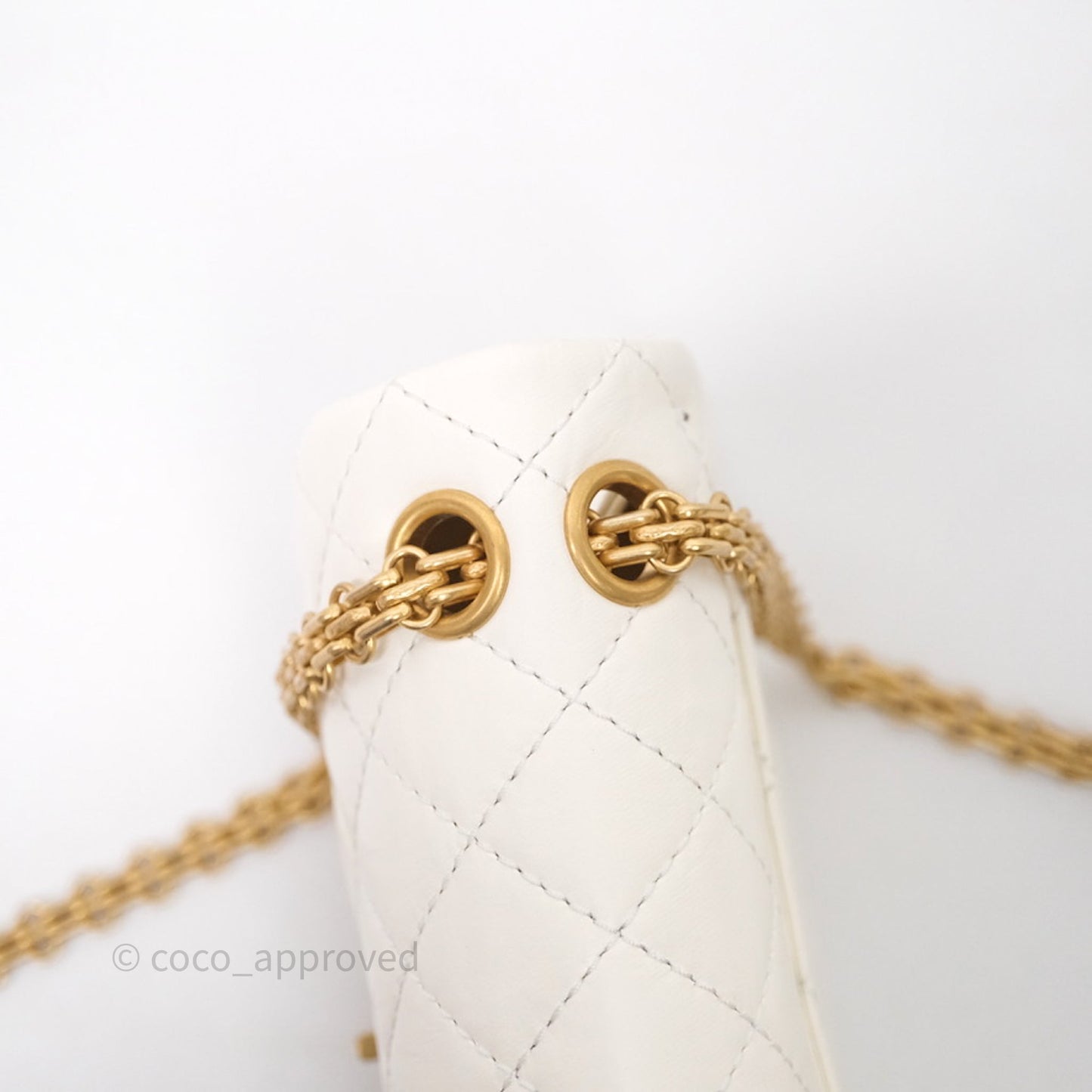Chanel Mini Reissue 224 White Calfskin Aged Gold Hardware