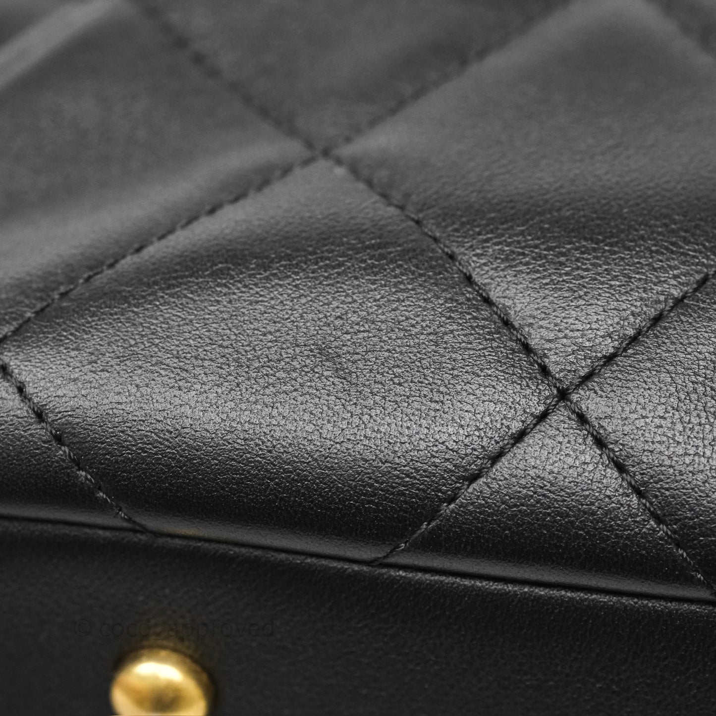 Chanel Stitched Large Shopping Bag Black Calfskin Aged Gold Hardware