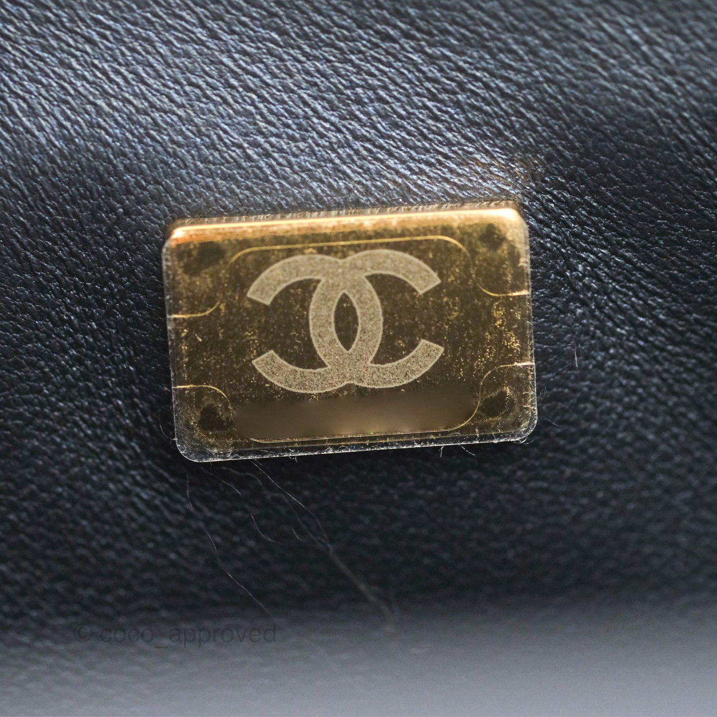 Chanel Top Handle Mini Rectangular Flap Bag Iridescent Navy Lambskin Gold Hardware