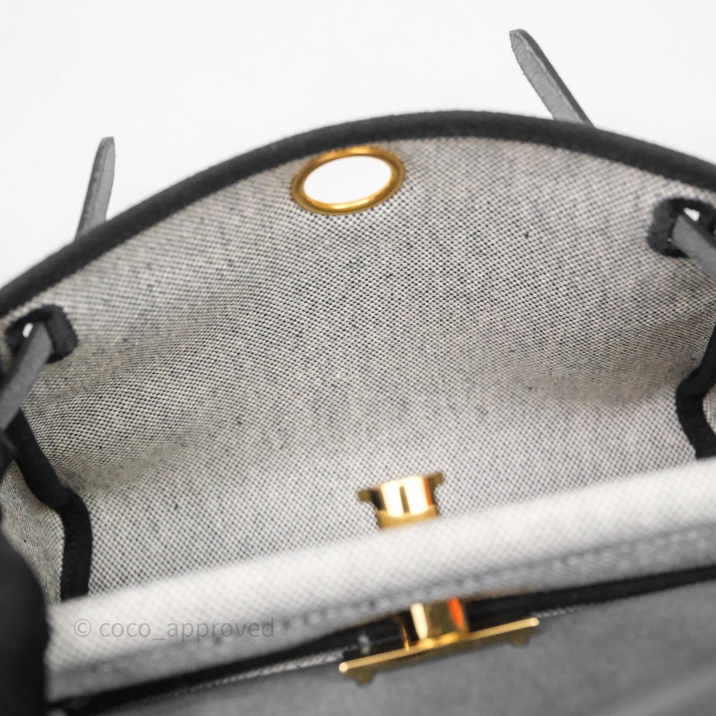 Hermès Herbag Zip 20 Mini Ecru-Noir Canvas Gold Hardware