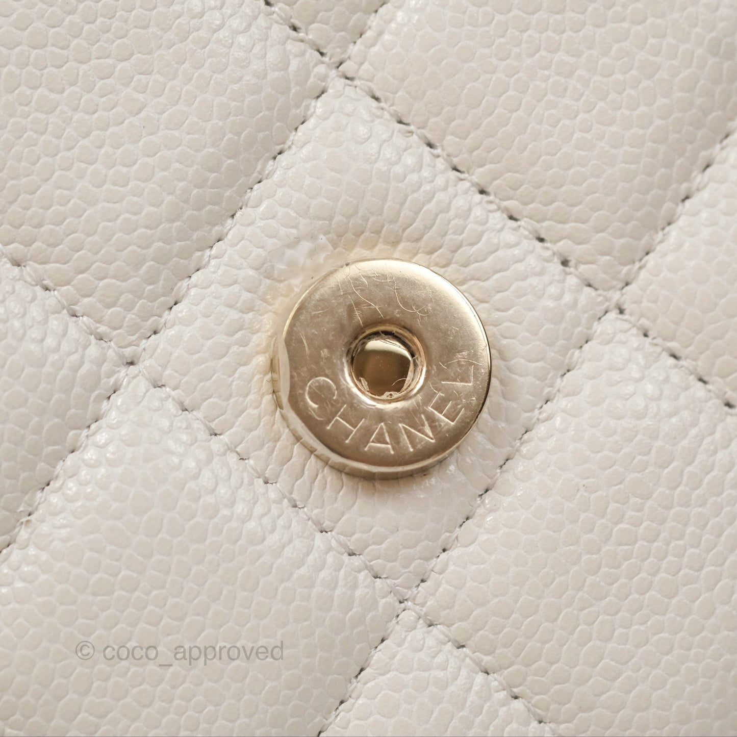 Chanel Quilted Classic Wallet on Chain WOC White Caviar Gold Hardware