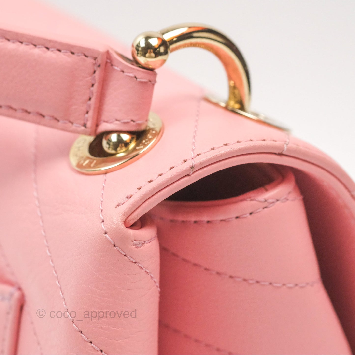 Chanel Small Chevron Chic Top Handle Flap Pink Grained Calfskin Gold Hardware