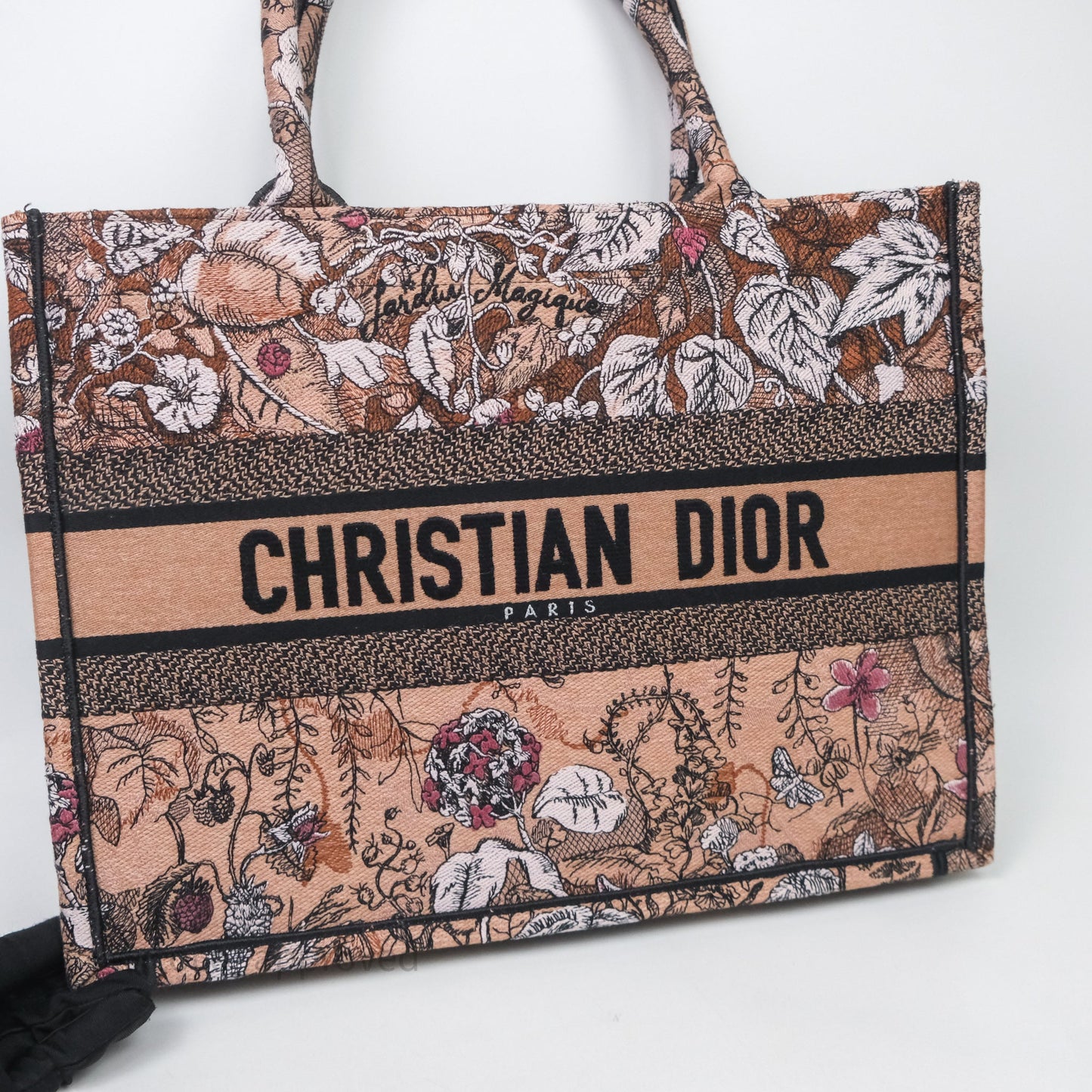 Christian Dior Medium Jardin Magique Book Tote Embroidered Power Pink Canvas