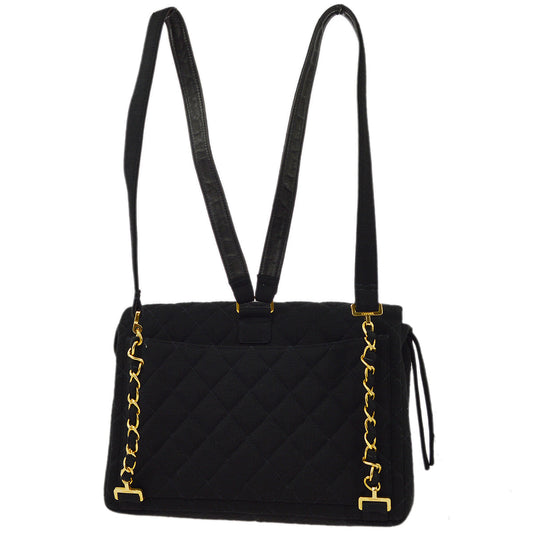 Chanel Black Cotton Backpack