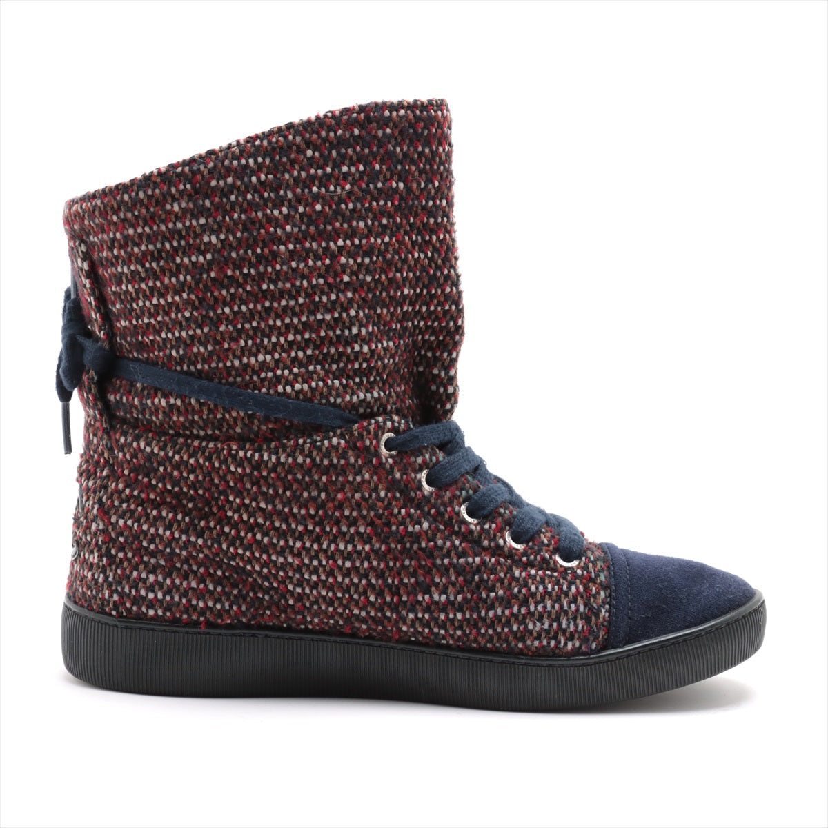 Chanel Coco 14AW Tweed Highcut Sneaker 40 1/2  Multicolor G30136