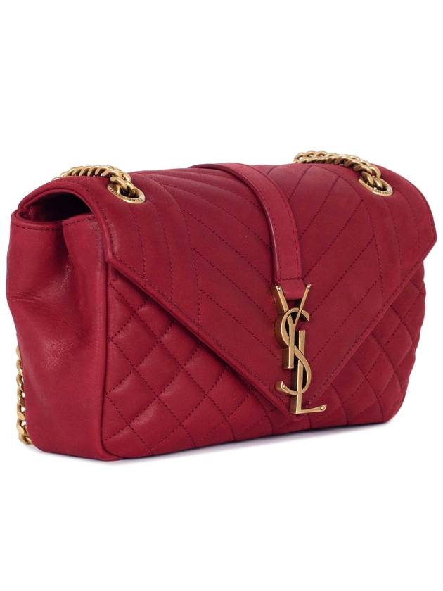 Luxury Saint Laurent Gold Monogram Satchel Cross Bag Red