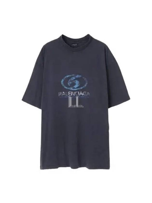 Luxury Balenciaga Surfer Medium Fit Short Sleeve T-Shirt Navy
