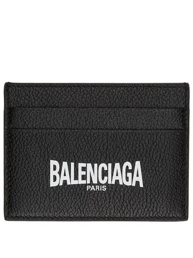 Luxury Balenciaga Logo Print Card Wallet Black