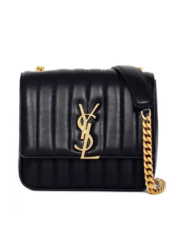 Luxury Saint Laurent Women's Gold Monogram Big Key Chain Leather Medium Shoulder Bag Black