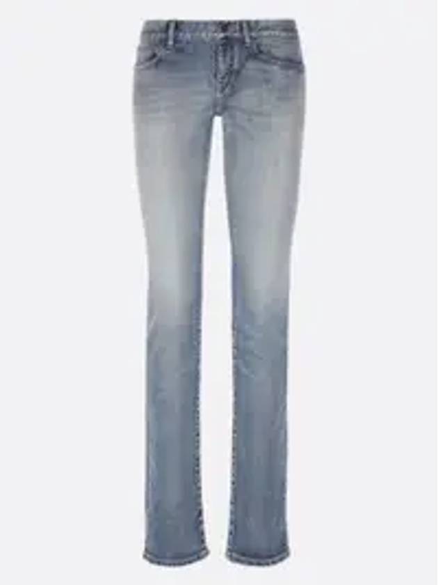 Luxury Saint Laurent Low Rise Denim Jeans Blue