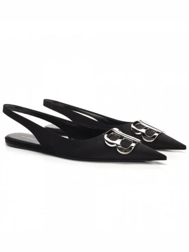 Luxury Balenciaga BB Logo Slingback Flat Black