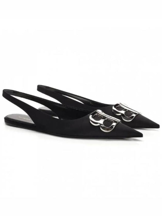 Luxury Balenciaga BB Logo Slingback Flat Black