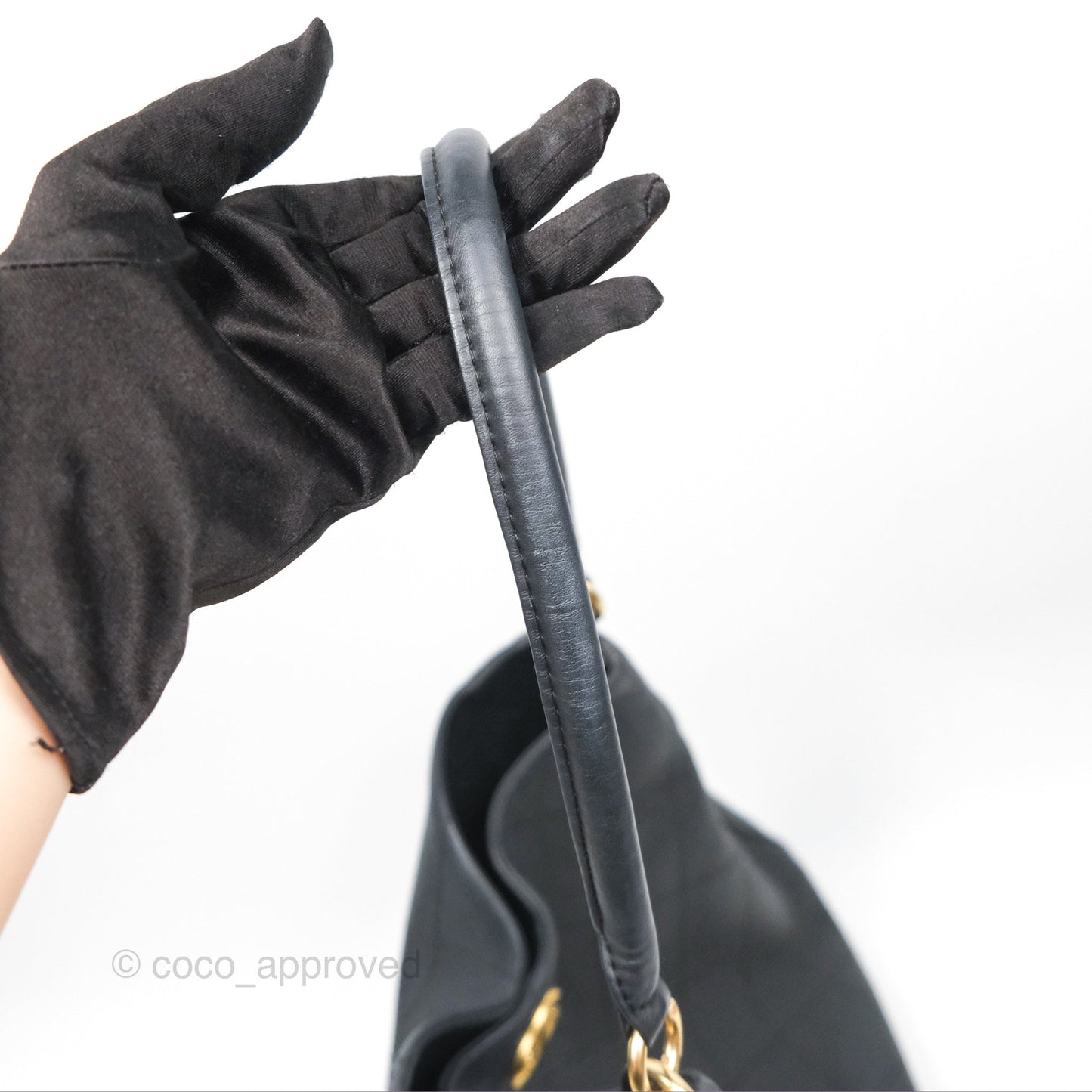 Chanel Large Hobo Tote Lambskin Black Aged Gold Hardware