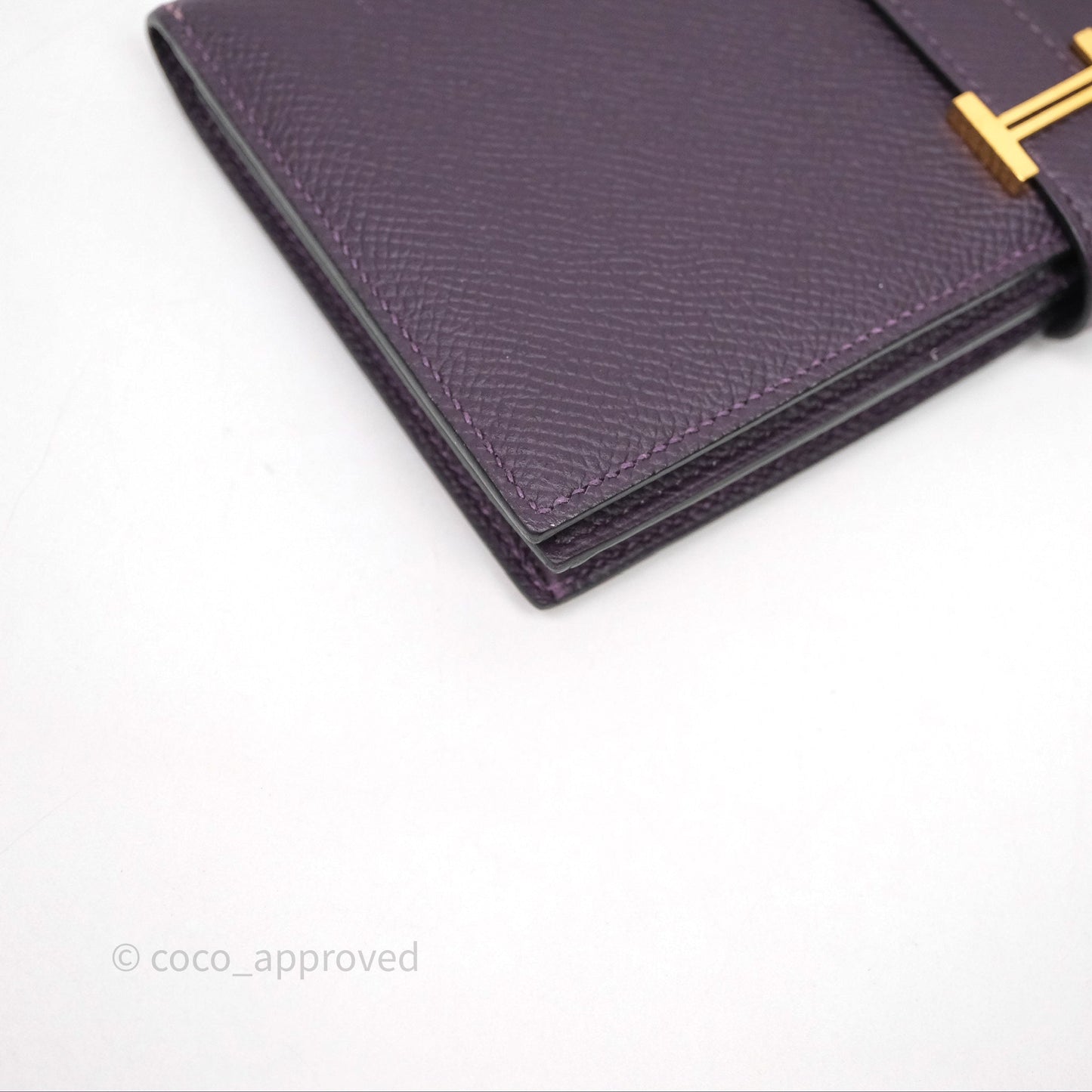 Hermès Bearn Soufflet Wallet Raisin 59 Epsom Gold Hardware