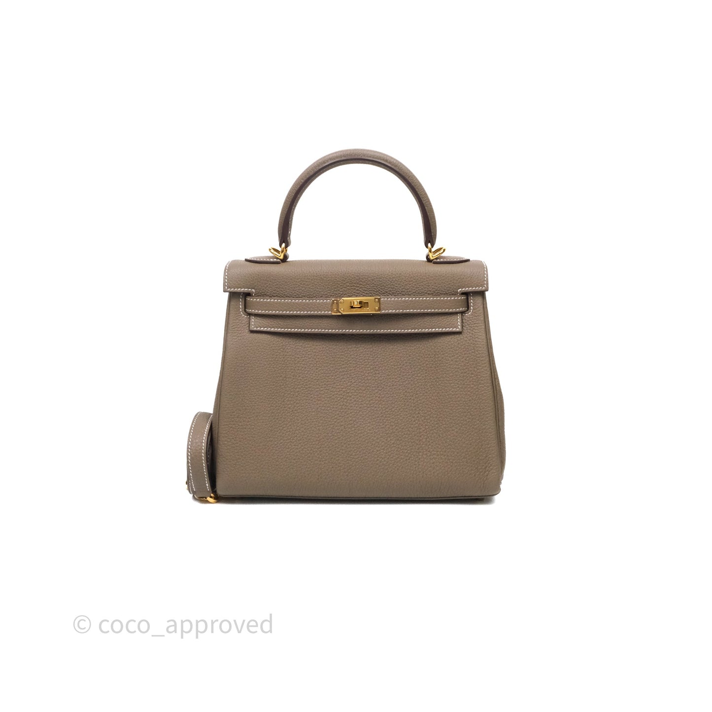 Hermes Kelly 25 Etoupe 18 Togo Gold Hardware
