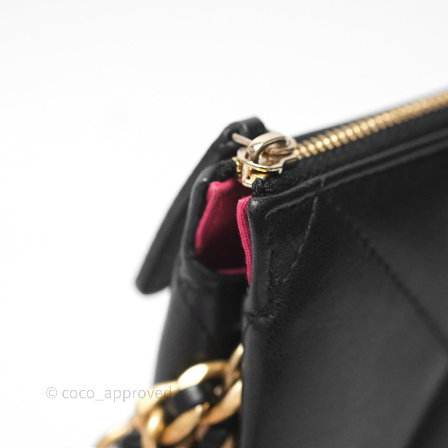 Chanel 19 Pouch Black Shiny Goatskin Mixed Hardware