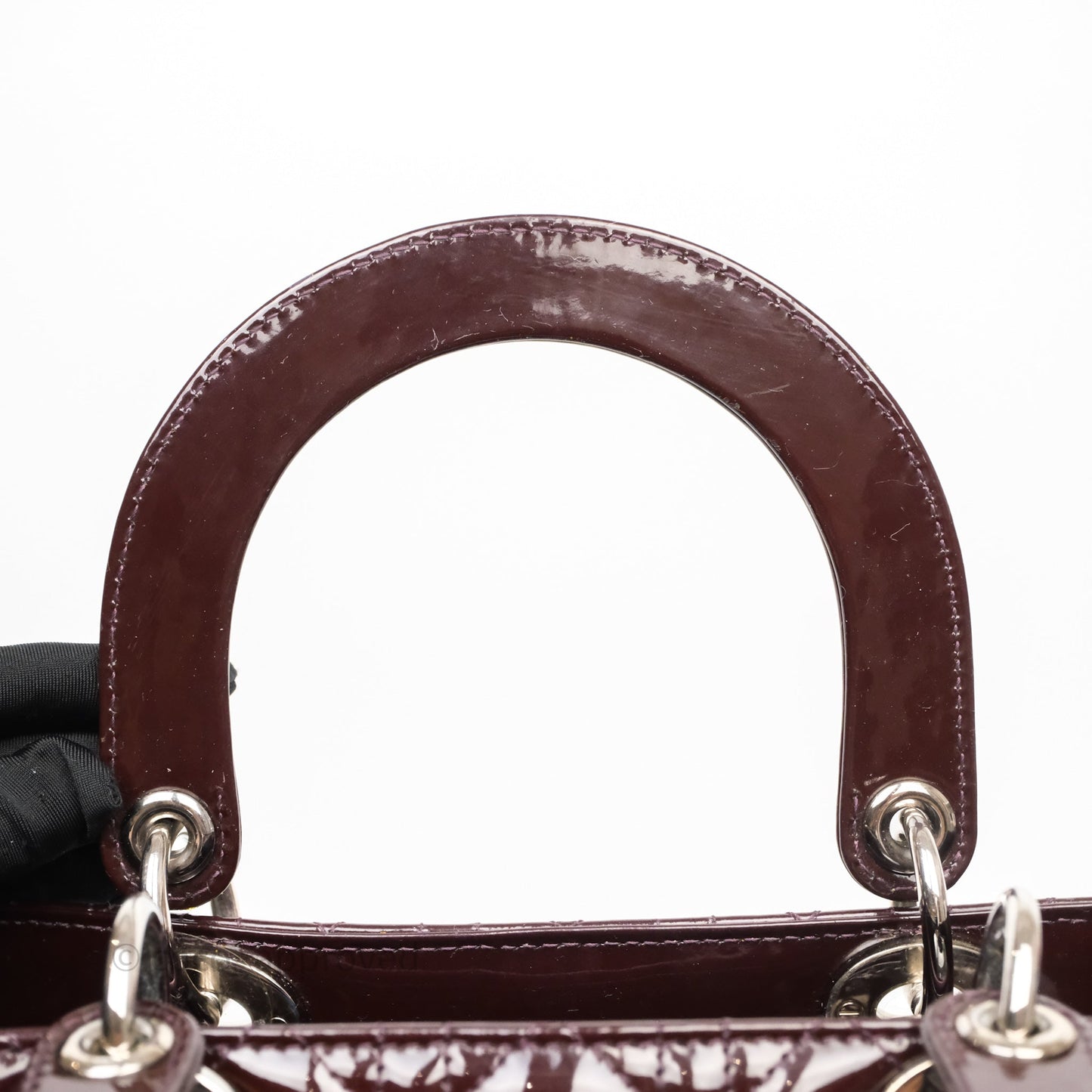 Christian Dior Medium Lady Dior Burgundy Patent Silver Hardware