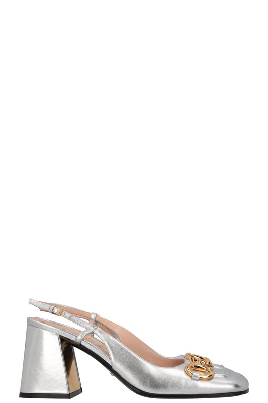 Luxury Gucci Trending 2025 Horsebit Heels Silver Gold