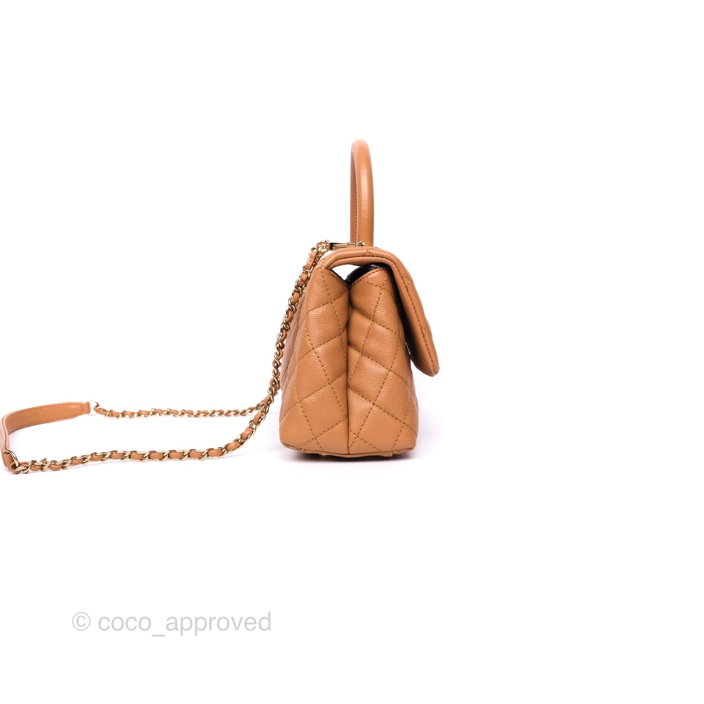 Chanel Small Coco Handle Caramel Beige Caviar Gold Hardware