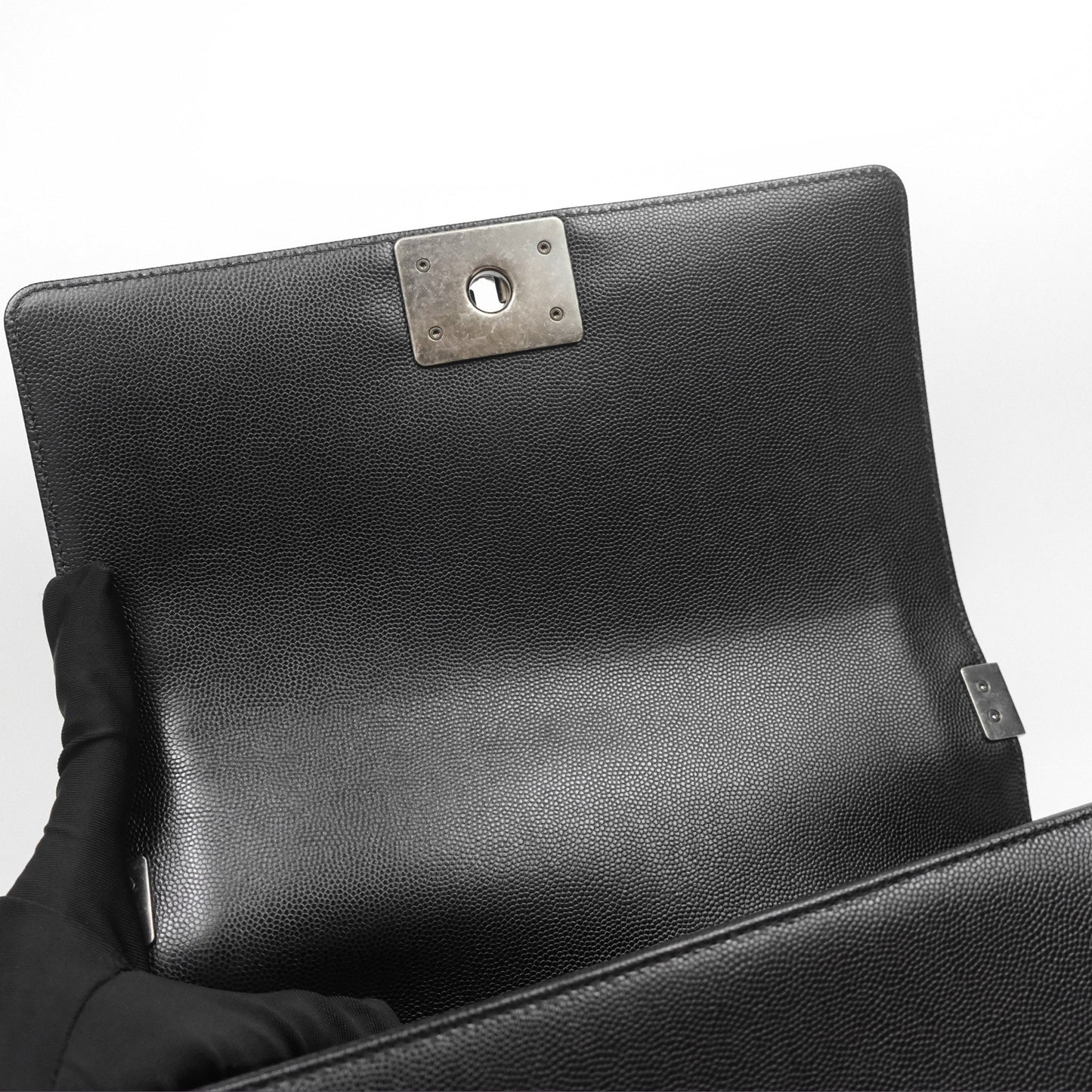 Chanel Quilted Medium Boy Black Caviar Ruthenium Hardware