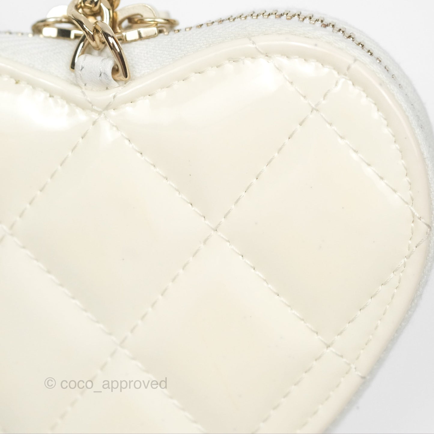 Chanel Heart Clutch with Chain with Coin Purse Black White Patent
