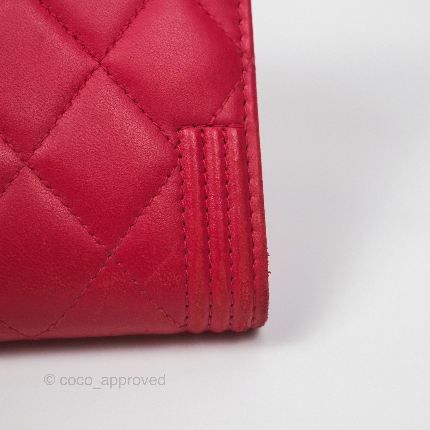 Chanel Quilted Boy Flap Long Wallet Red Lambskin Gold Hardware