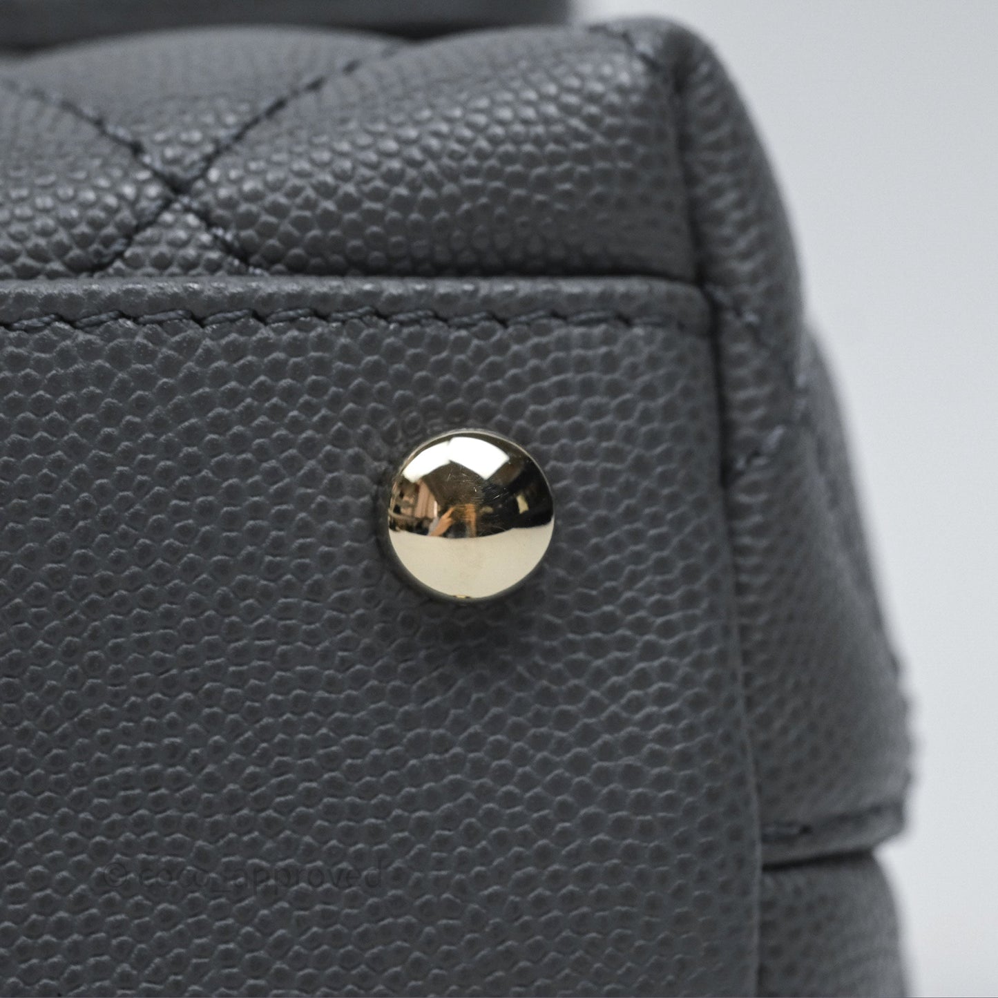 Chanel Small Coco Handle Quilted Grey Caviar Gold Hardware 23K