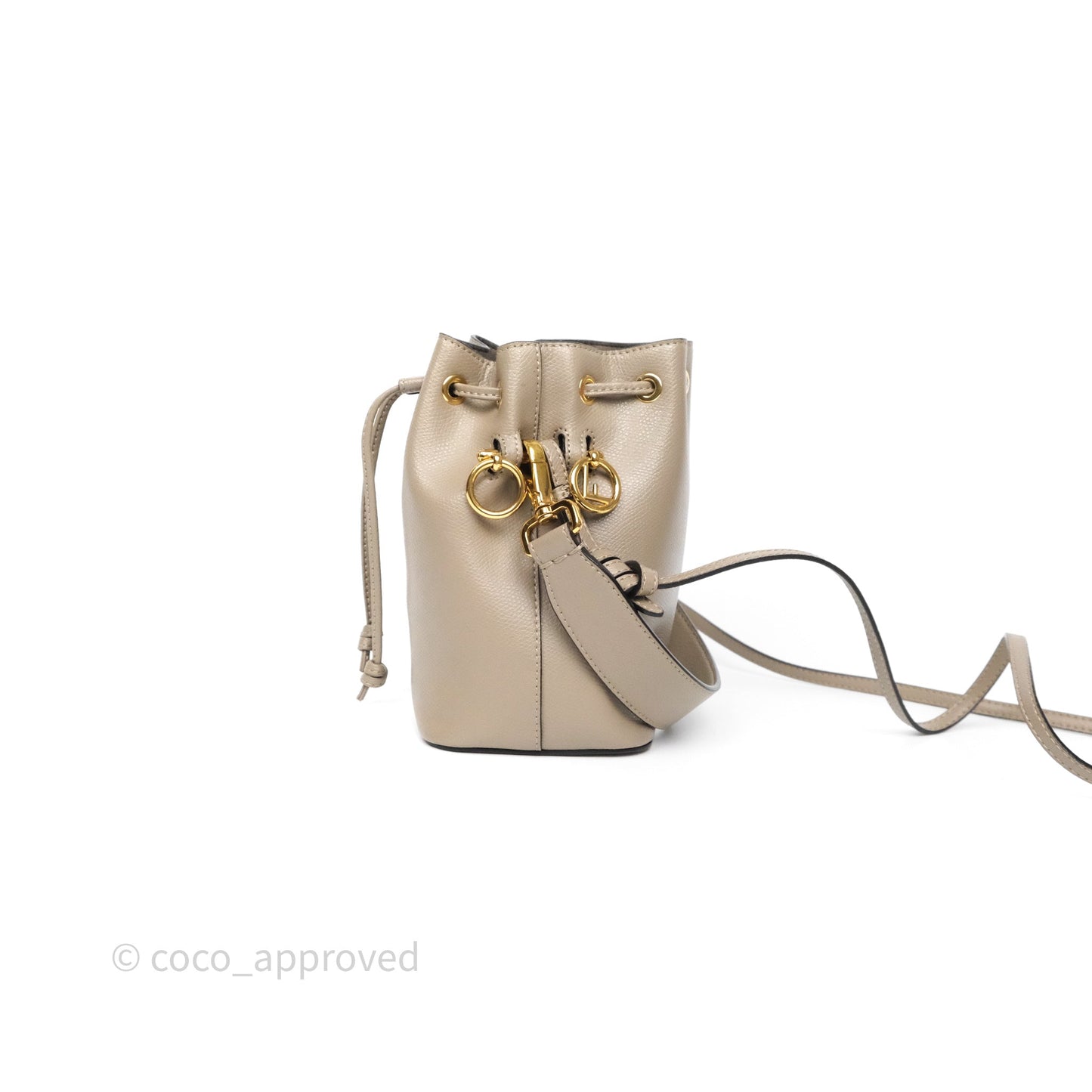 Fendi Mini Mon Tresor Bucket Bag Tortora Grained Calfskin