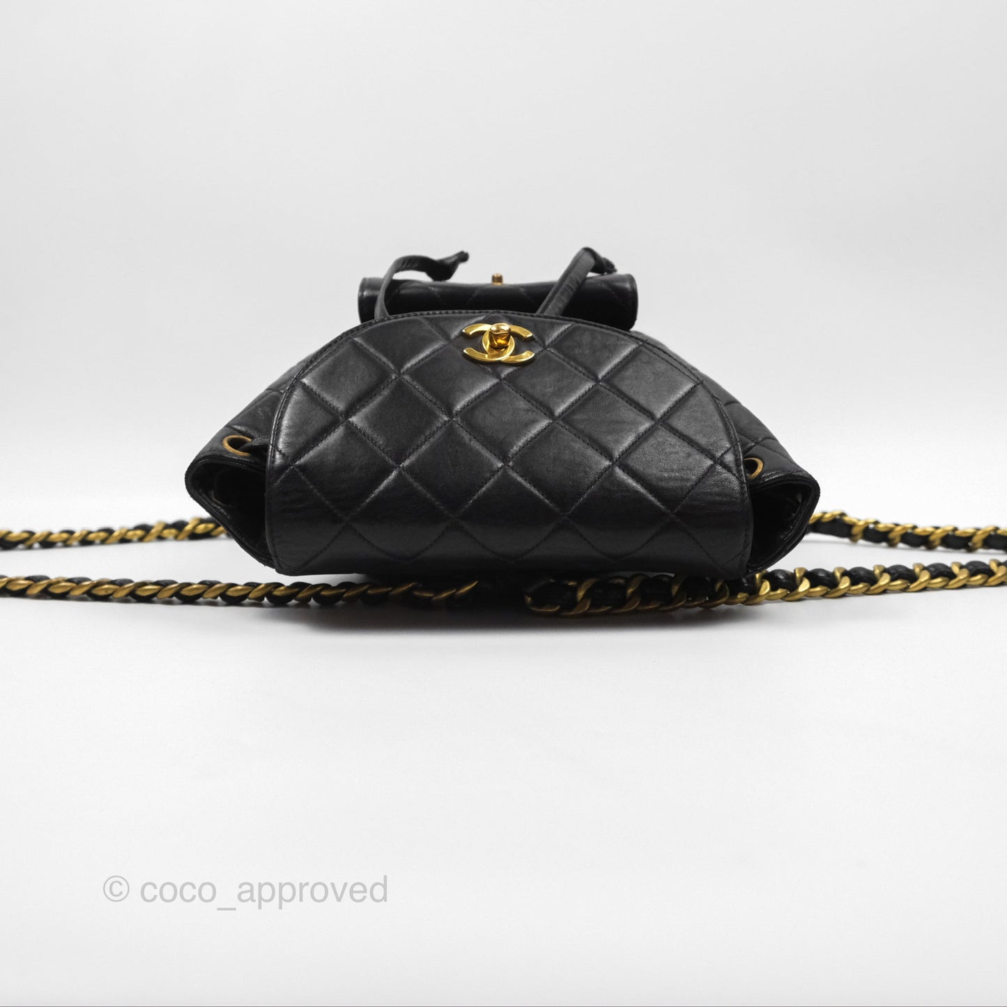 Chanel Vintage CC Duma Backpack Black Lambskin 24K Gold Hardware