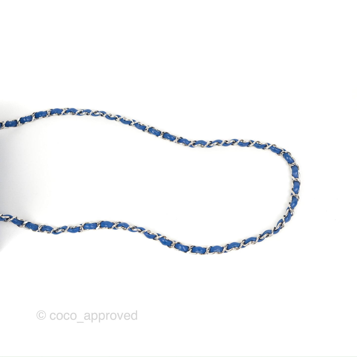 Chanel Quilted Mini Square Blue Lambskin Silver Hardware