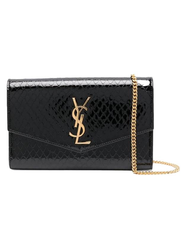 Luxury Saint Laurent Envelope Mini Chain Wallet Black