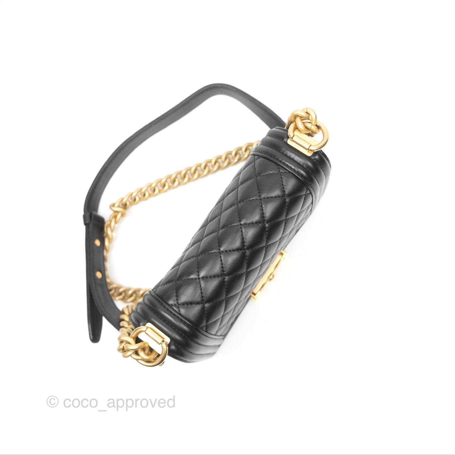 Chanel Small Boy Quilted Black Calfskin Gold Hardware