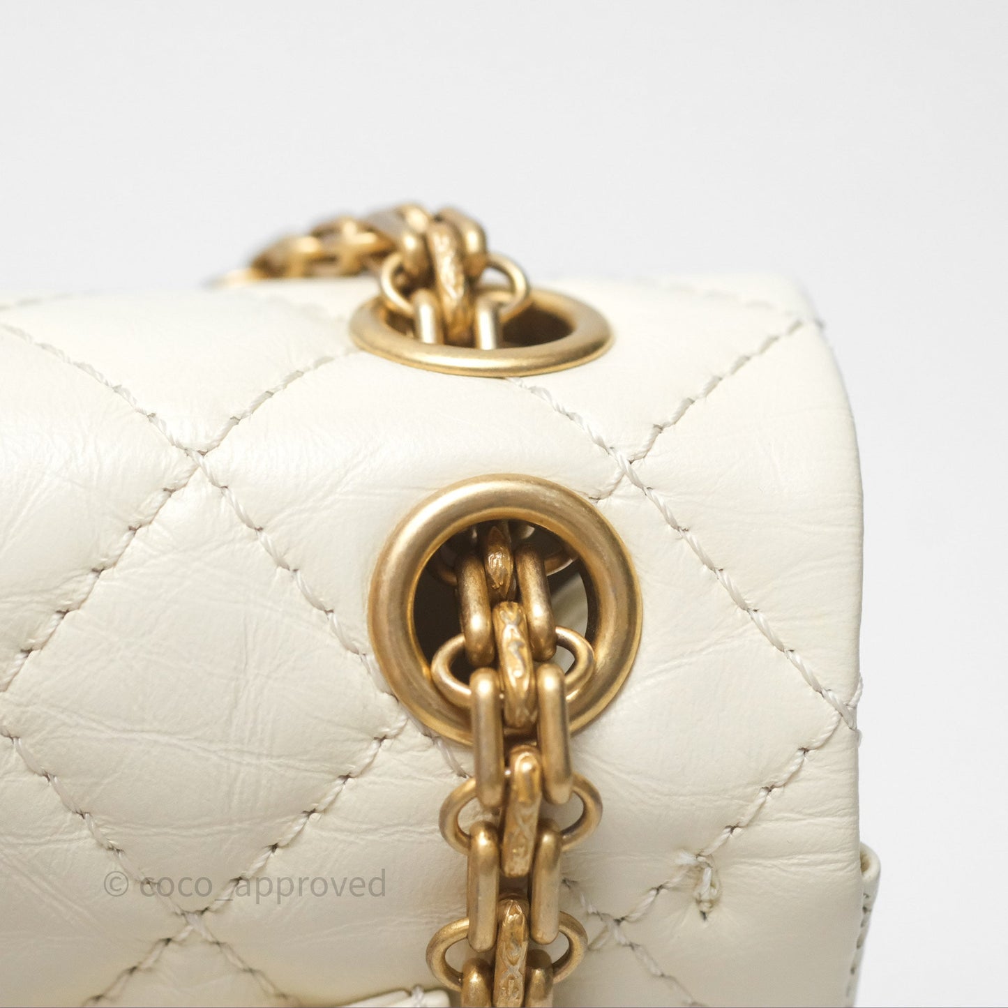Chanel Mini Reissue 224 White Ivory Aged Calfskin Aged Gold Hardware