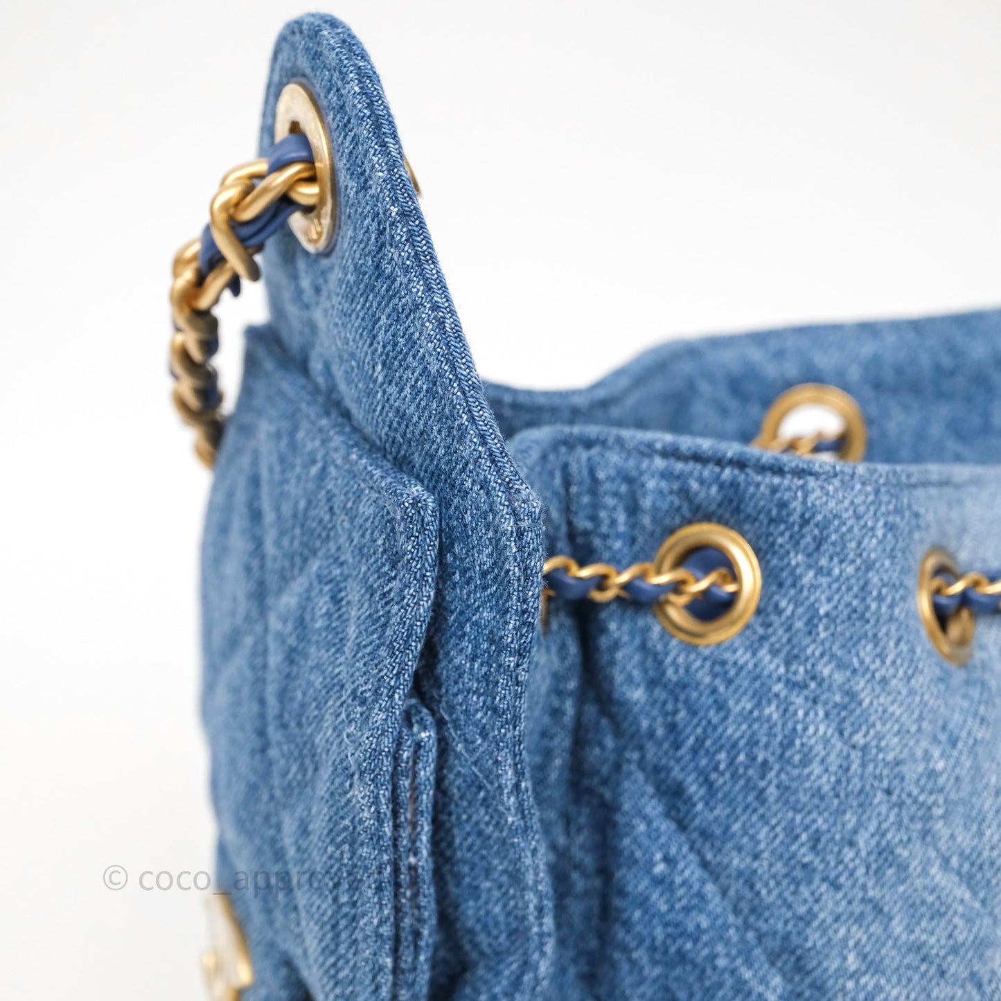 Chanel 25 Mini Washed Denim Aged Gold Hardware