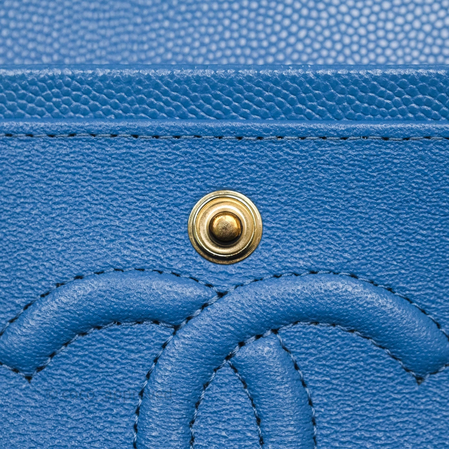 Chanel Small Classic Quilted Flap Blue Caviar Gold Hardware
