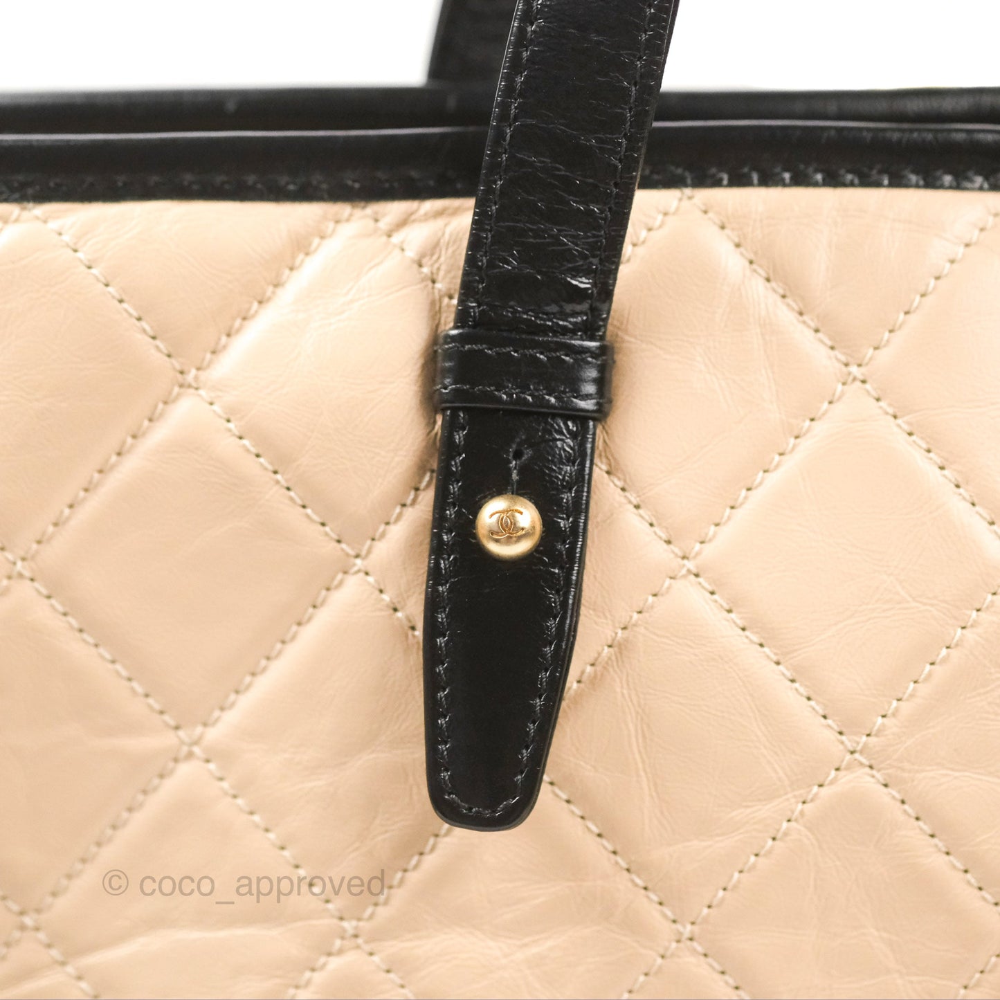 Chanel Large Gabrielle Shopping Tote Quilted Beige Aged Calfskin