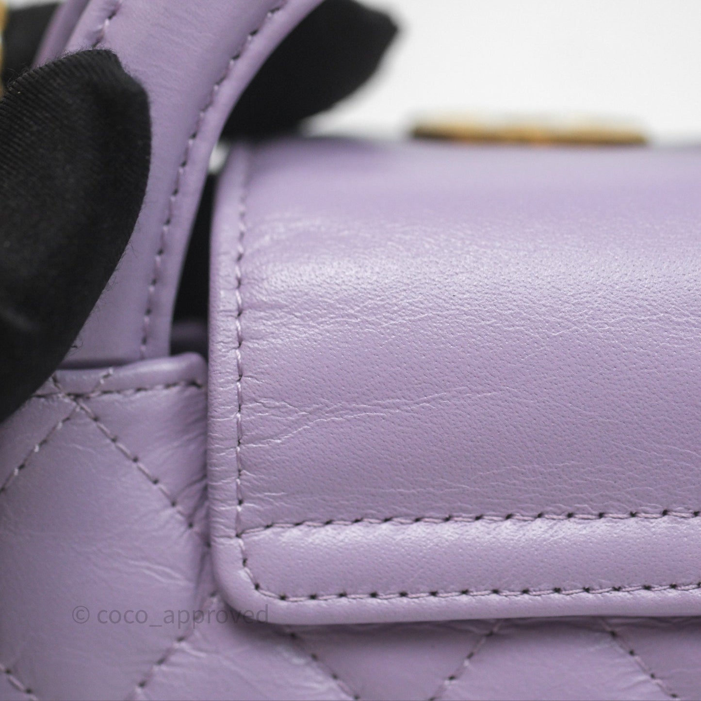 Chanel Mini Nano Kelly Bag Purple Shiny Calfskin Aged Gold Hardware