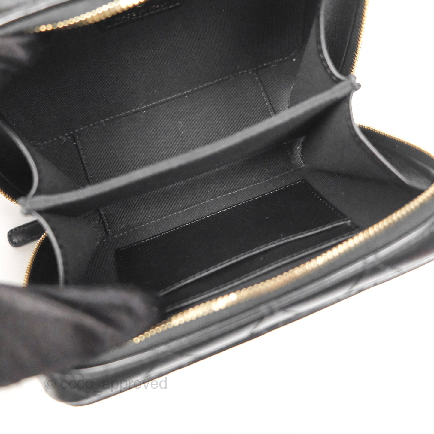 Chanel Top Handle Vanity Case Black Shiny Lambskin Aged Gold Hardware
